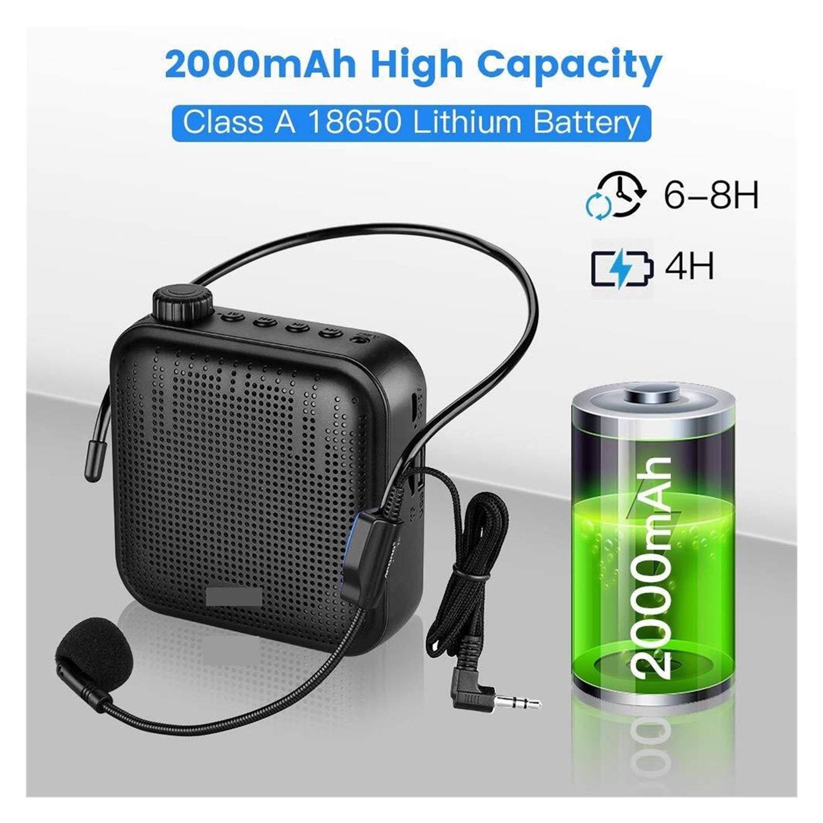 Voice Amplifier Megaphone Mini Audio Speaker With Microphone Rechargeable Ultralight Loudspeaker For Teachers