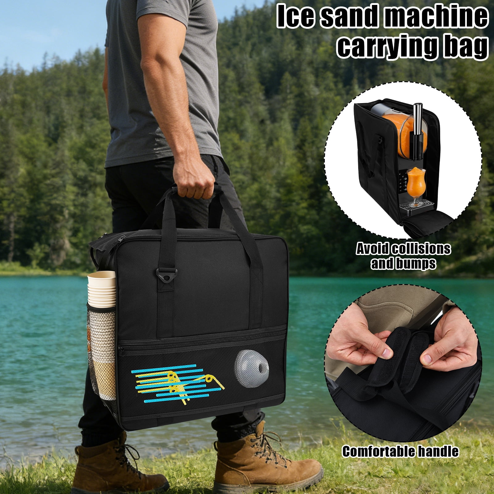 Machine Carrying Case Compatible with Ninja FS301 FS300 Portable Slushie Machine Travel Bag with Accessory Pocket Adjustable Shoulder Strap Front Opening Design