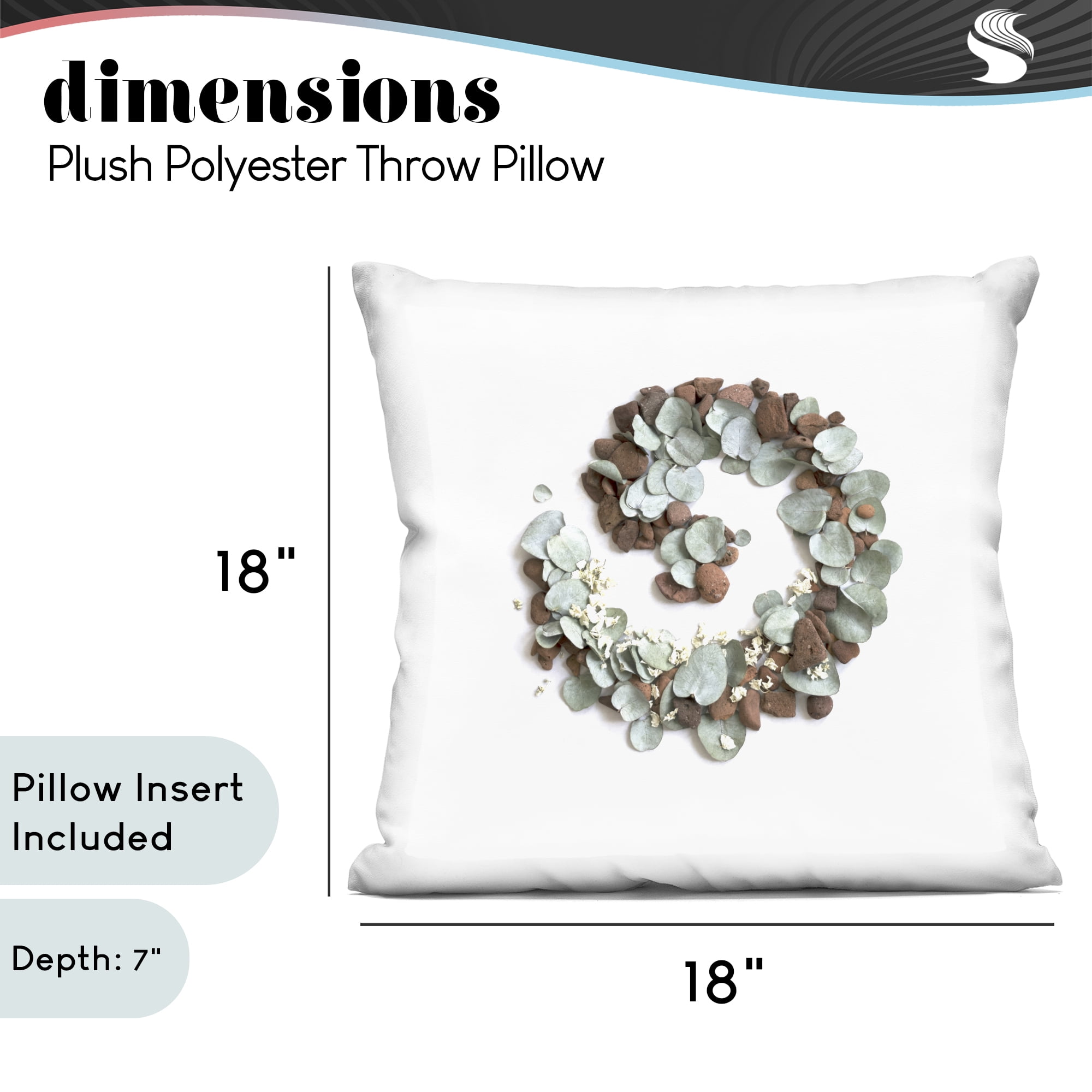 Stupell Industries Eucalyptus & Pebbles Spiral Decorative Printed Throw Pillow, design by Beth Adoette, 18 x 7 x 18