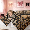 thumbnail image 5 of Homewish Cute Bowtie King Bedding for Girls, Black Gold Cheetah Print King Bed in a Bag, Black Reversible, 7pcs, 5 of 7
