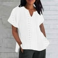 thumbnail image 2 of Raeneomay Oversized T Shirts for Women V Neck Solid Color Court Lock Short-Sleeved Tops, 2 of 6