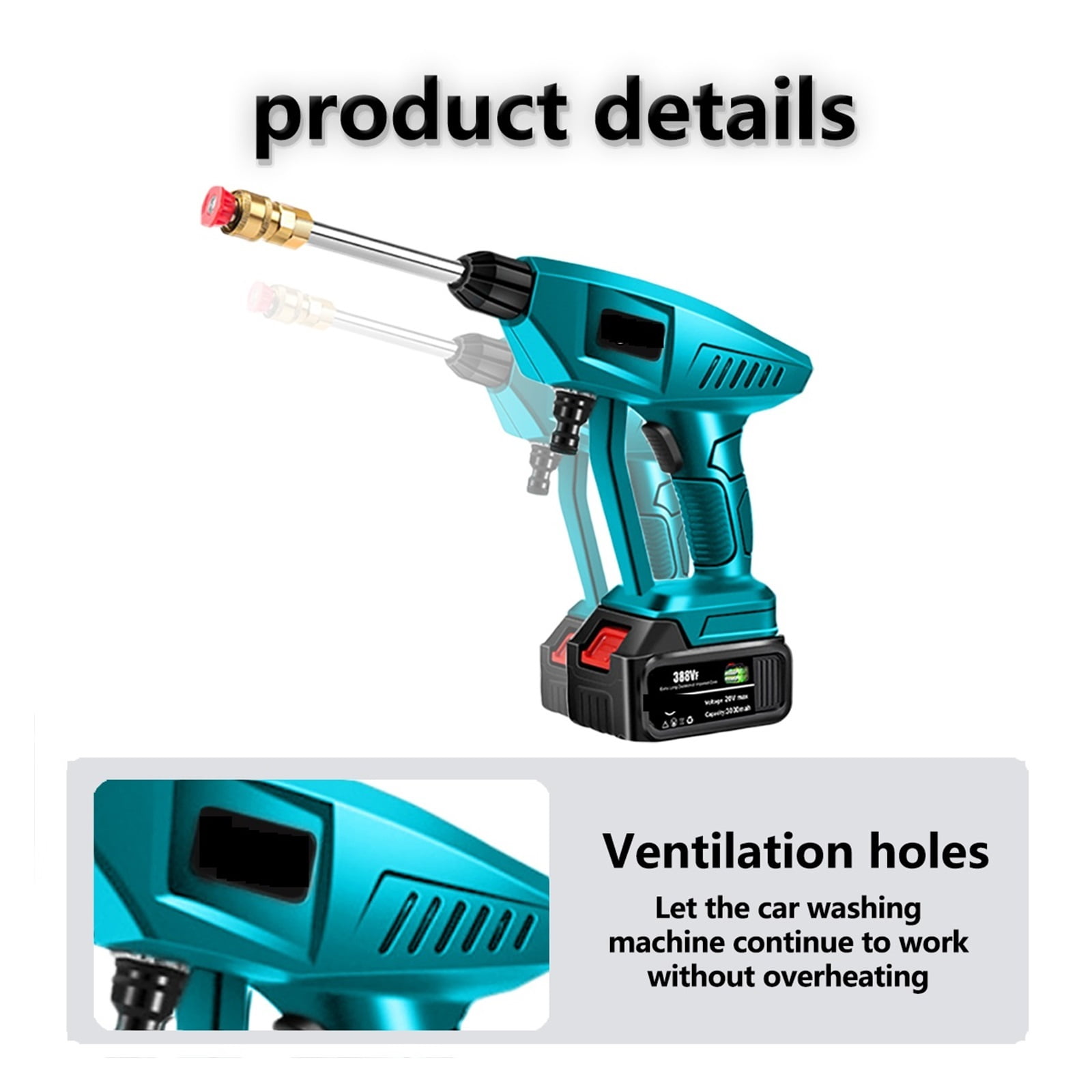 Cordless High Pressure Cleaner Washer Car Wash Pressure Water Cleaning Machine Portable Water Gun Washing Sprayer Cleaner ,Effortless cleaning