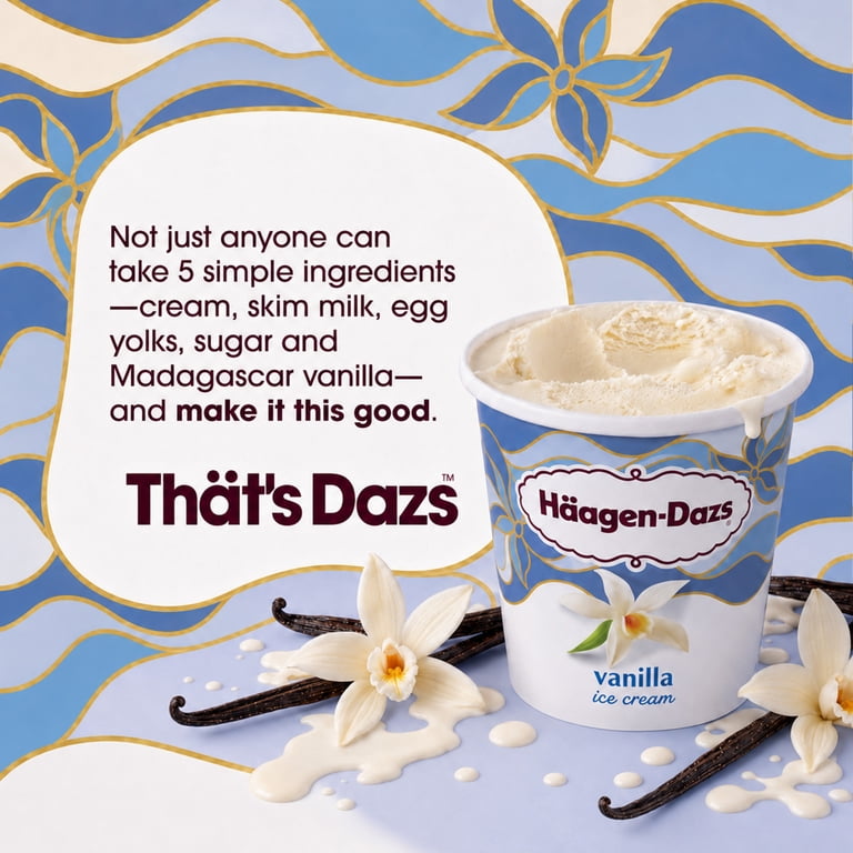 Haagen Dazs Vanilla Ice Cream, Gluten Free, Kosher, 14 oz