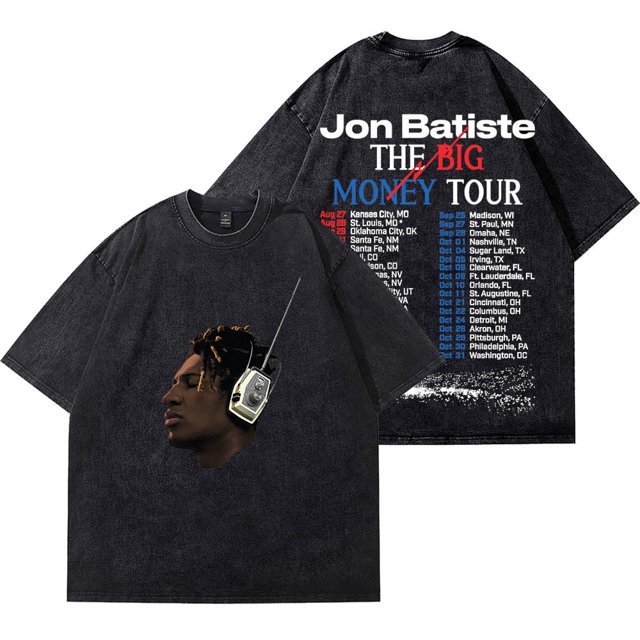 Jon Batiste Big Money Tour Wash Camisetas Ropa de calle Tops Camiseta de manga corta de algodón unisex