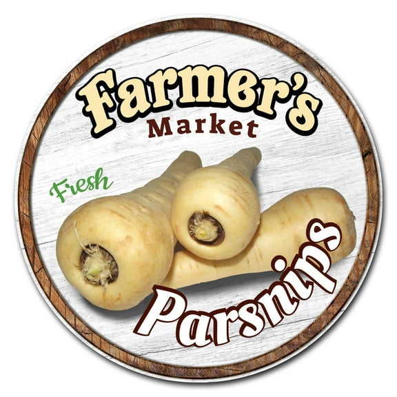 SignMission C-16-CIR-WS-Parsnips Corrugated Plastic Sign with Stakes 16 in. Circular - Farmers Market Parsnips