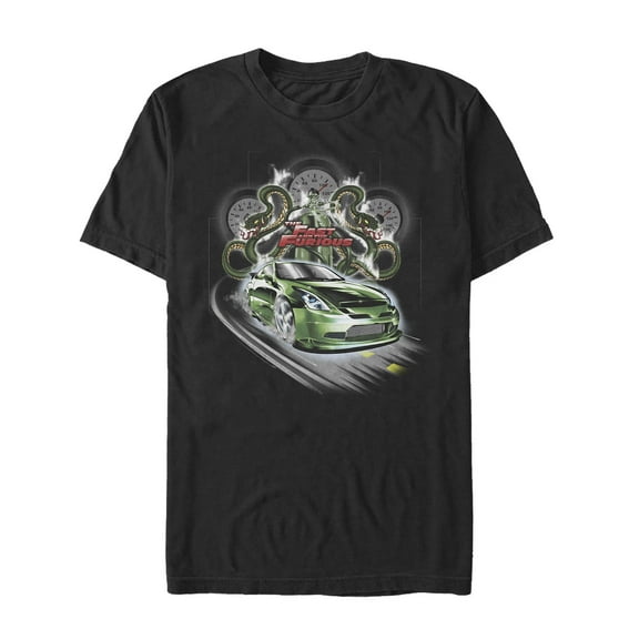 Men's Fast & Furious Snake Speedometer Graphic Tee Black 2X Large