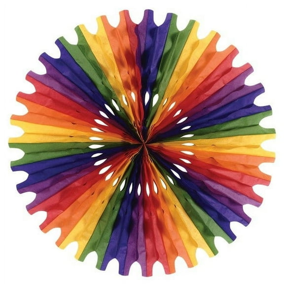 Beistle Club Pack of 12 Rainbow Color Tissue Fan Hanging Decorations 25"