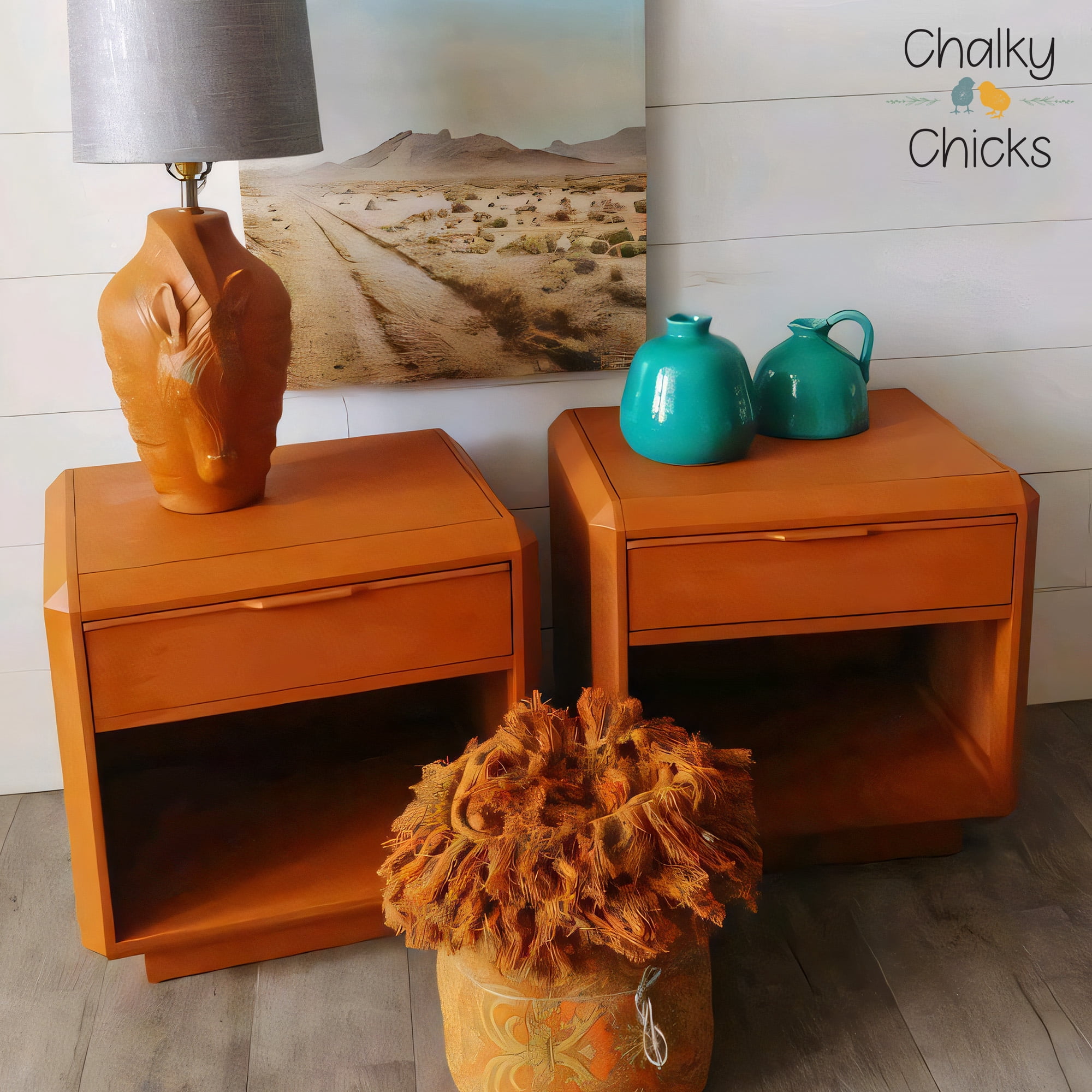 Chalky Chicks 4 Fl Oz Matte Acorn Orange Chalk Paint for Furniture Without Sanding - No Prep Furniture Paint No Sanding All in One for Crafts, Wood, Cabinet, Walls, Metal, Dresser, Farmhouse