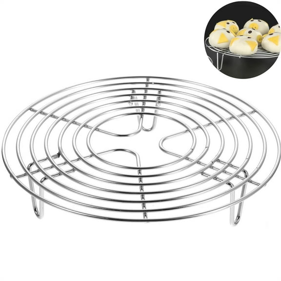 Scheam Wire Steamer Rack and Cooling Rack,Household Stainless Steel Cooking Stand,7.6''X1.6'' Round Steamer Kettle Rack Holder,Air Fryer Baking Rack,for Kitchen Steaming Silver