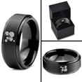thumbnail image 4 of Tungsten Floating Air Soap Bubbles Band Ring 8mm Men Women Comfort Fit Black Step Bevel Edge Brushed Polished, 4 of 4