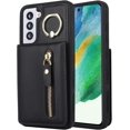 thumbnail image 7 of Samsung Galaxy S21 Case with Card Holder for Women, Samsung Galaxy S21 Phone Case Wallet with Credit Card with Ring Kickstand Zipper Slim Stand Case - Black, 7 of 7