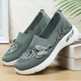 thumbnail image 4 of HTHLVMD Slip-On Walking Shoes, Breathable Comfort Shoes, Womens Breathable Knit Slip-On Walking Shoes Embroidered Slip On Sneakers Lightweight Comfortable Orthopedics Walking Shoe, Green 8, 4 of 7