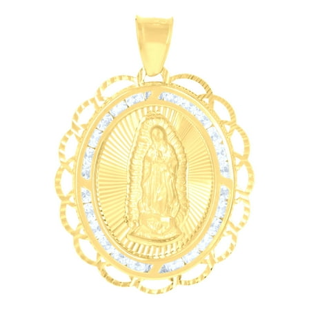 10kt Yellow Gold Womens Cubic-Zirconia Guadalupe Religious Charm Pendant