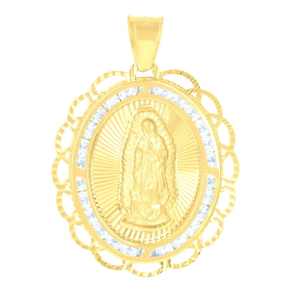 10kt Yellow Gold Womens Cubic-Zirconia Guadalupe Religious Charm Pendant