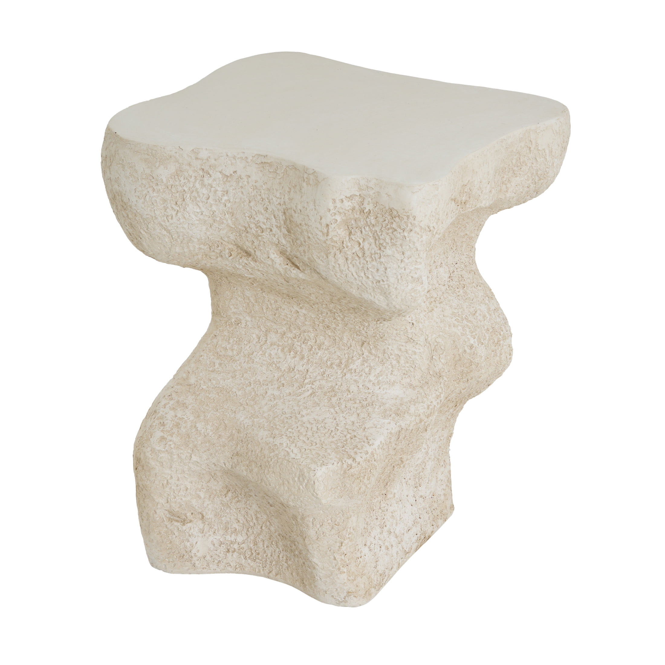Christopher Knight Home Outdoor Patio MGO Accent Side Table, Abstract Wavy Stone-Look Design, Beige