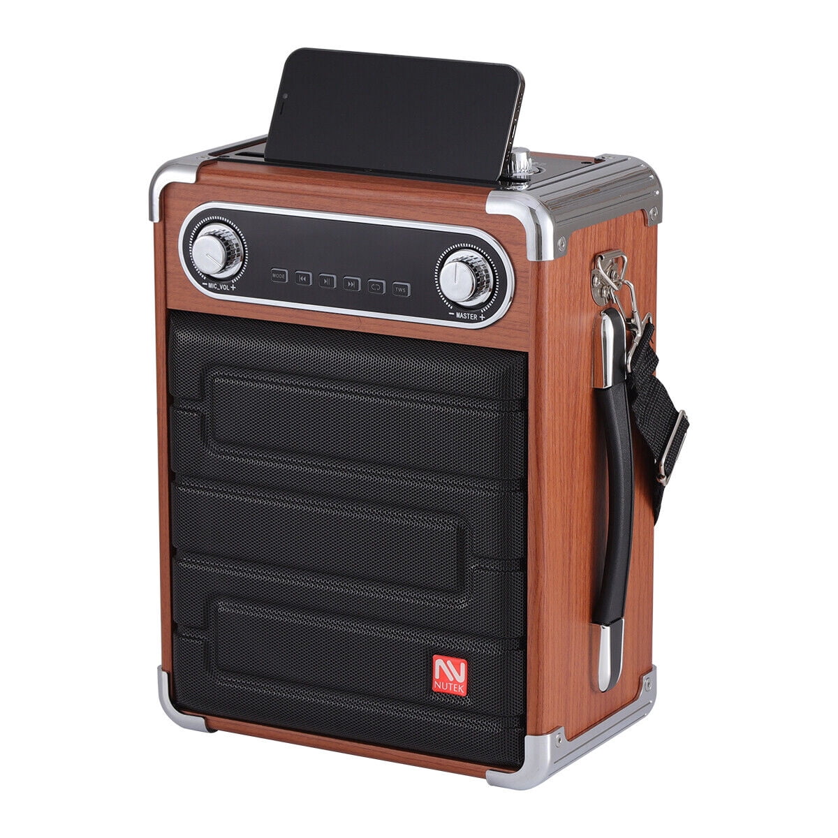 Lohoms Bluetooth Speaker Portable Karaoke Machine PA System 6.5" Woofer with 2 Wireless Microphones Remote LED Lights, Black