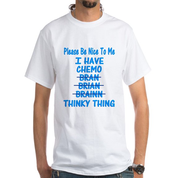 CafePress - Funny Cancer Chemo Brain Blue White T Shirt - Men's Classic T-Shirts