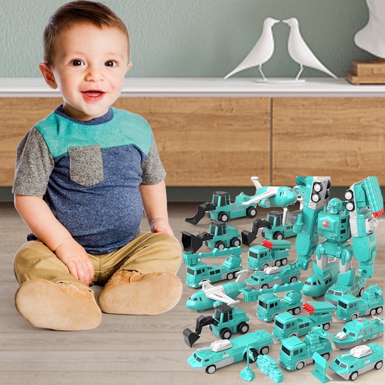 Lulshou Hohaski Magnetic Transform Engineering Car 6 in 1 Assembled Transforming Robot Toys Home Decor Collection