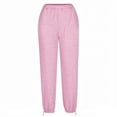 thumbnail image 5 of Pants for Women Elastic Waist Sweatpants Casual Solid Color Running Fitness Sports Pants Pockets Jogging Sweatpants,Sweatpants for Women Pink XXL, 5 of 5