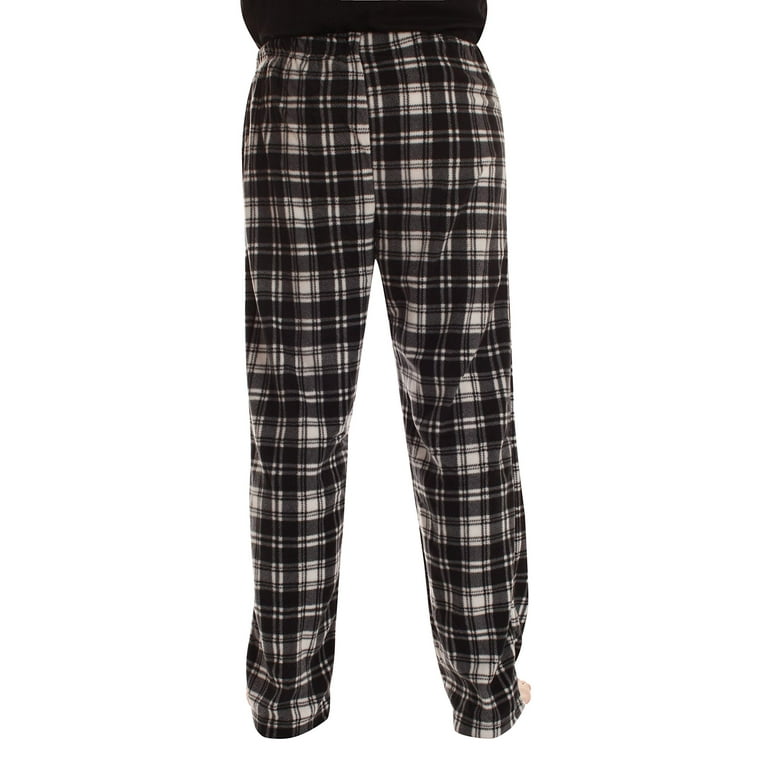 followme Microfleece Men s Buffalo Plaid Pajama Pants with Pockets Black White Plaid Small