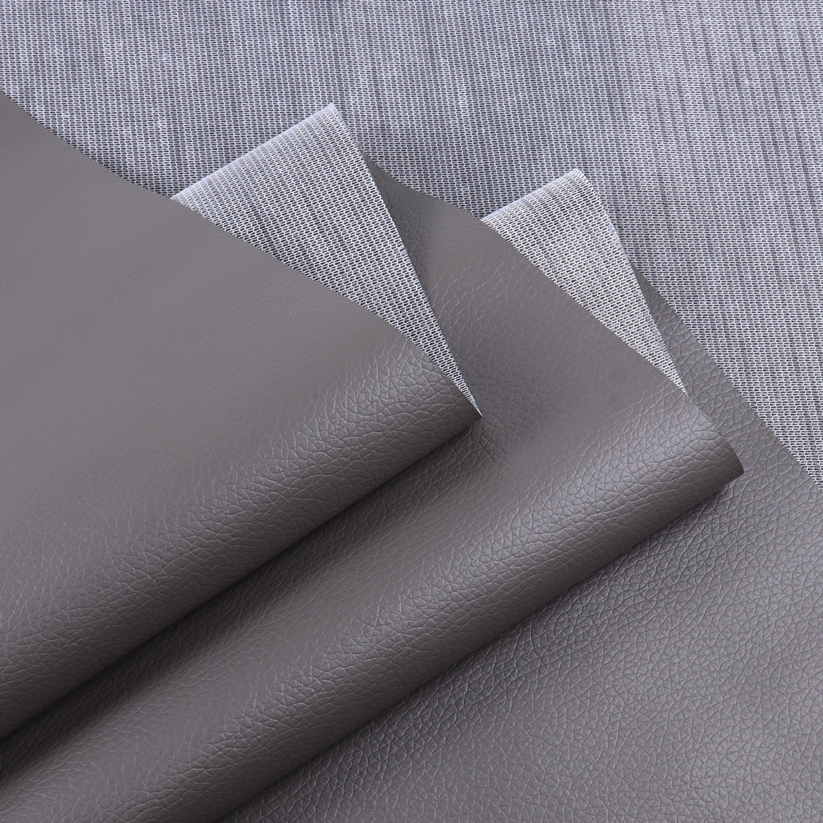 EdgeSeal Vinyl Synthetic Fabric Material Lichee Pattern Faux Leather Fabric by the Yard, Gray 54" x 36"