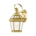 thumbnail image 1 of Livex Lighting 2061-02 - Farol de pared para exteriores con pantallas de cristal plano transparente, latón pulido, 1 of 1