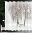 thumbnail image 4 of Ambesonne Winter Shower Curtain, Snowy Bench in the Park, 69"Wx75"L, White Brown, 4 of 5