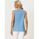 thumbnail image 4 of Blusa sólida liviana para mujer Camiseta sin mangas de ajuste holgado sin mangas Azul claro M, 4 of 6