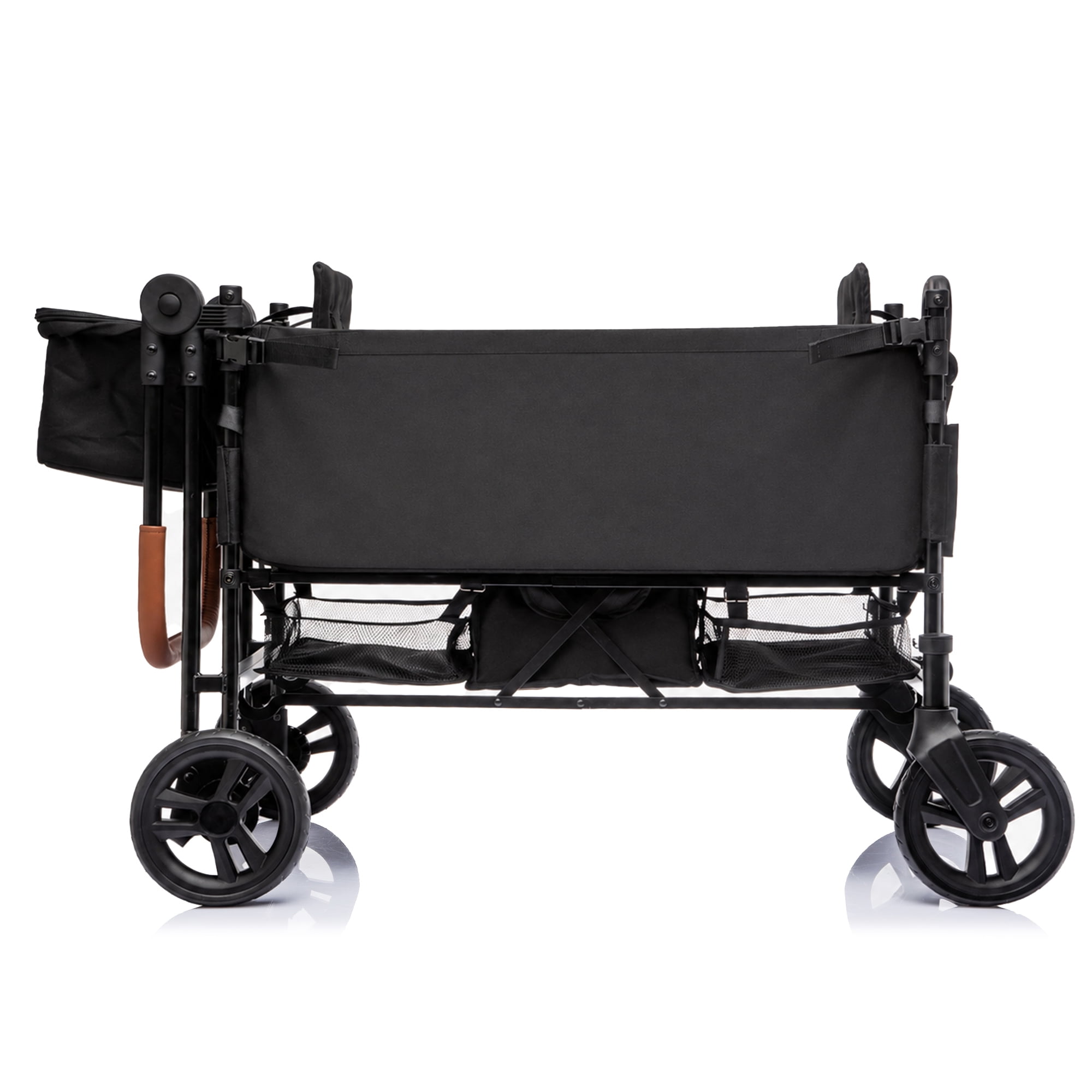 Wagon Stroller for 2 Kids, Adjustable Height Push/Pull Handle, 97L Large Capacity Detachable and Movable Canopy, 8" All-Terrain PU Wheels, Foldable Lightweight Frame