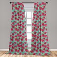 thumbnail image 5 of Ambesonne Hawaiian Curtains, Botanical Hibiscus, Pair of 28"x84", Magenta Seafoam, 5 of 5