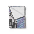 thumbnail image 2 of Jukebox Soft Flannel Fleece Blanket, Radio Party Dark Grey Vintage Music Box with Abstract Grunge Colorful Stripes Image, Cozy Plush for Indoor and Outdoor Use, 70" x 90", Multicolor, by Ambesonne, 2 of 5