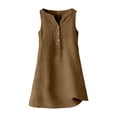 thumbnail image 5 of JIAYUE Summer Dresses For Women Sleeveless Classic V Neck Stylish A-Line Versatile Knee Length Casual Female Button Down Flowy Beach Dress, 5 of 6