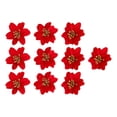 thumbnail image 2 of 10 cabezas de flores artificiales con purpurina para decoración de árbol de Navidad. Rojo, 2 of 9