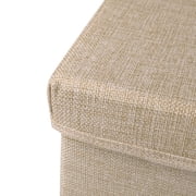 Collapsible Fabric Storage Bin With Handle Lid Foldable Box Linen Large Container Organizer For Home Clothes Storage, Khaki