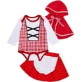 thumbnail image 3 of Yruiz Disfraz de Caperucita Roja para niña, Conjunto de Falda navideña de Halloween de 3 Piezas con Capa, 3 of 4