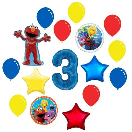 Elmo Sesame Street 3rd Birthday Party 16 Piece Supplies Balloon Decoration Bouquet Set