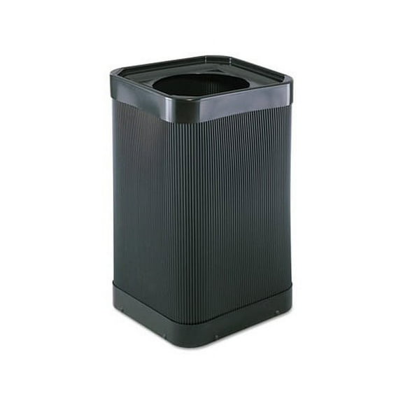 At-Your Disposal Top-Open Waste Receptacle Square, Polyethylene, 38 gal, Black