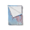 thumbnail image 2 of Mountain Soft Flannel Fleece Throw Blanket, Japanese Mountain with Snowy Peak with Spring Cherry Blossom Branches Lake, Cozy Plush for Indoor and Outdoor Use, 50" x 60", Multicolor, by Ambesonne, 2 of 5