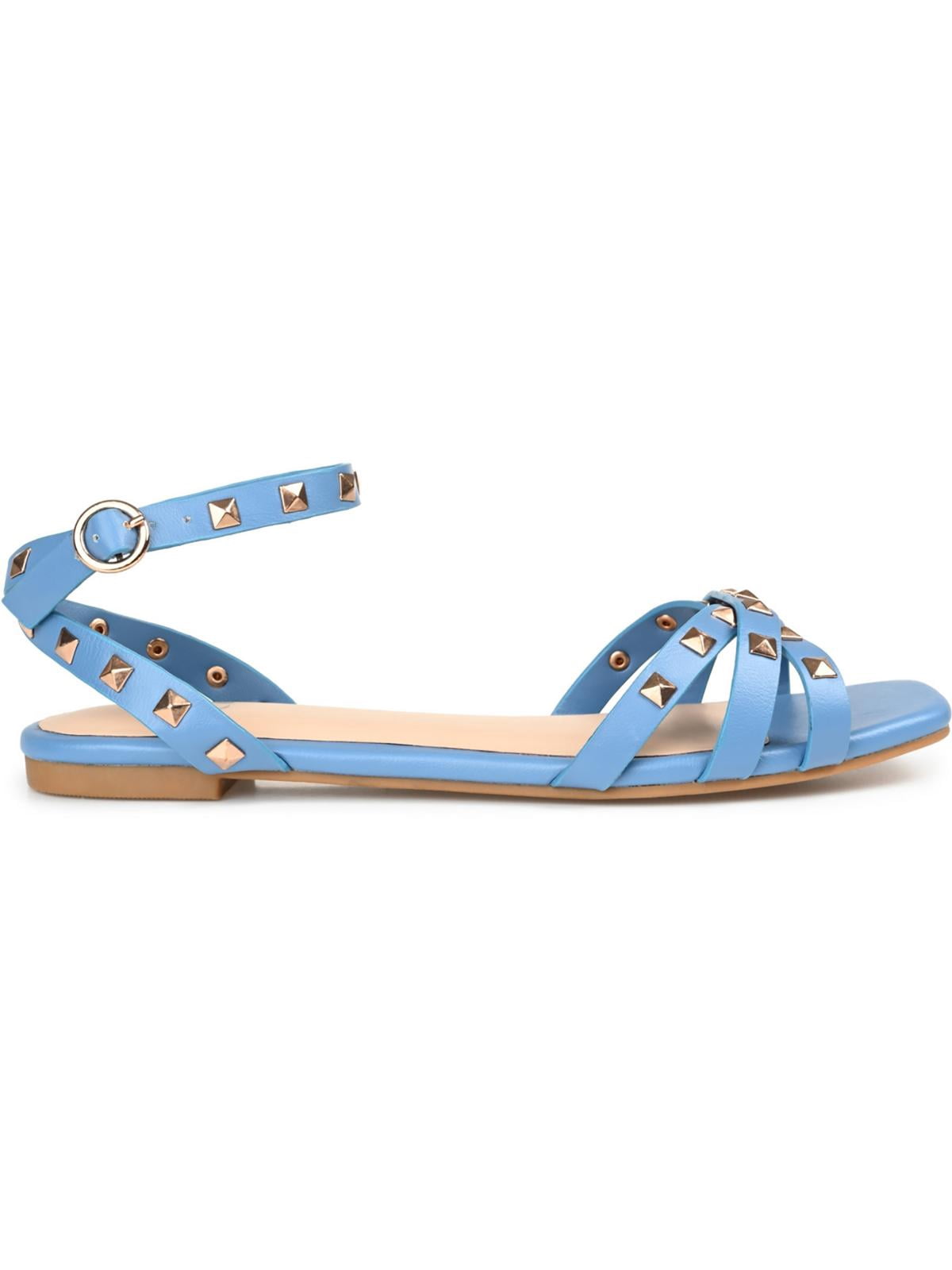 Journee Collection Womens Zendaya Faux Leather Studded Slingback Sandals