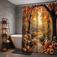 thumbnail image 5 of Fall Pumpkins Shower Curtain, Autumn Thanksgiving Harvest Halloween Forest Rural Trail Bathroom Decor, Polyester Fabric Waterproof Bathroom Curtain，70.9"x59"(C), 5 of 6