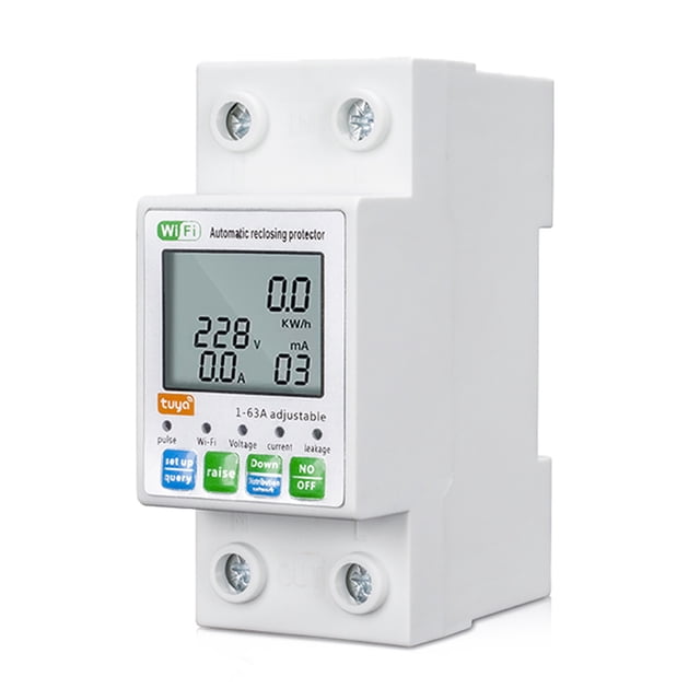 Smart Zigbee Circuit Breaker with Automatic Reclosure and LCD Display for Voltage & Current Monitoring - Mobile APP Controlled, Overcurrent and Leakage Protection, Din Rail Installation Required