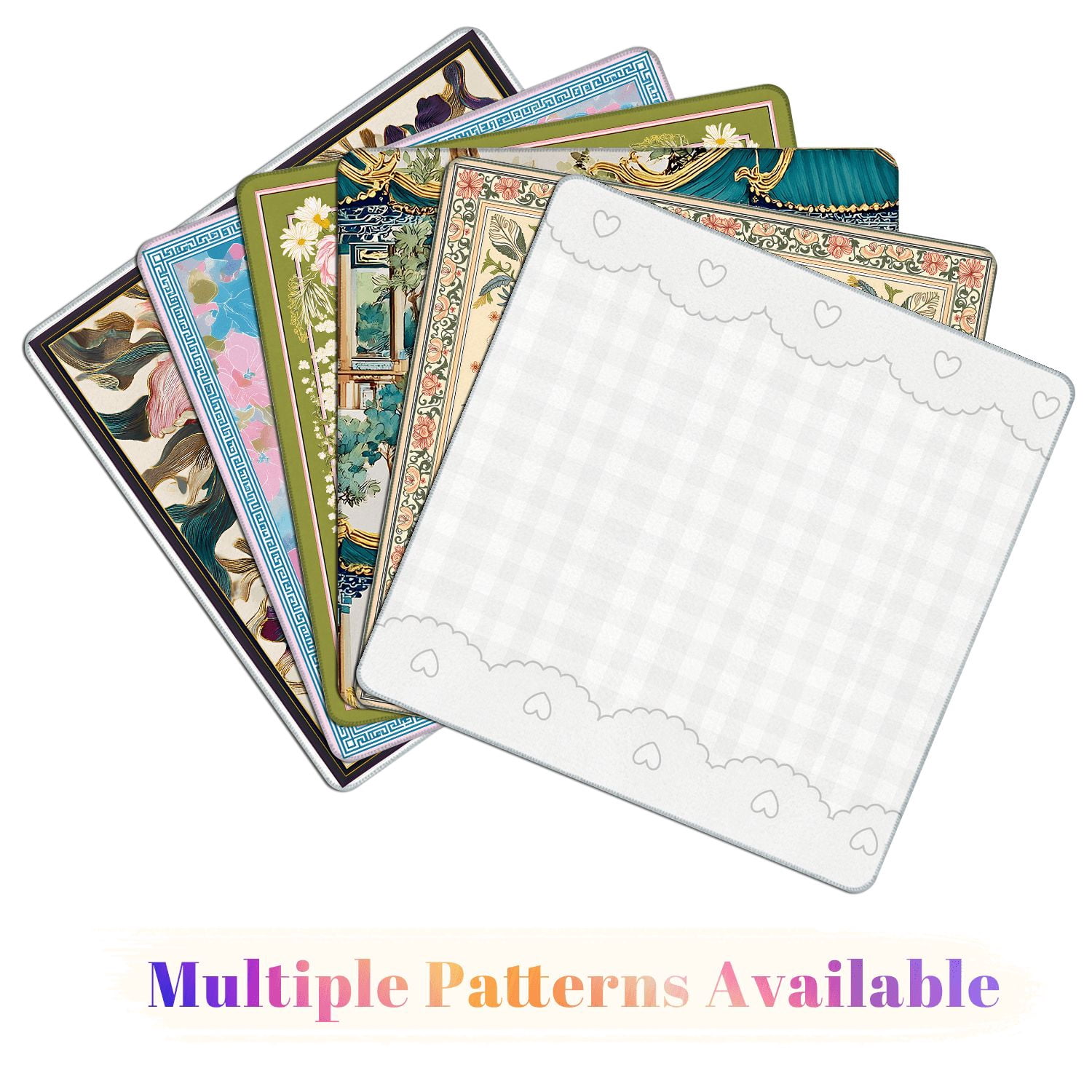 Mahjong Mat 31.5" x 31.5" Cute Heart Lace Border Soft Gingham Light Gray Non-Slip Noise Reduction American Mahjong Tiles Table Cover for Dominoes Poker Card Board Games Gift