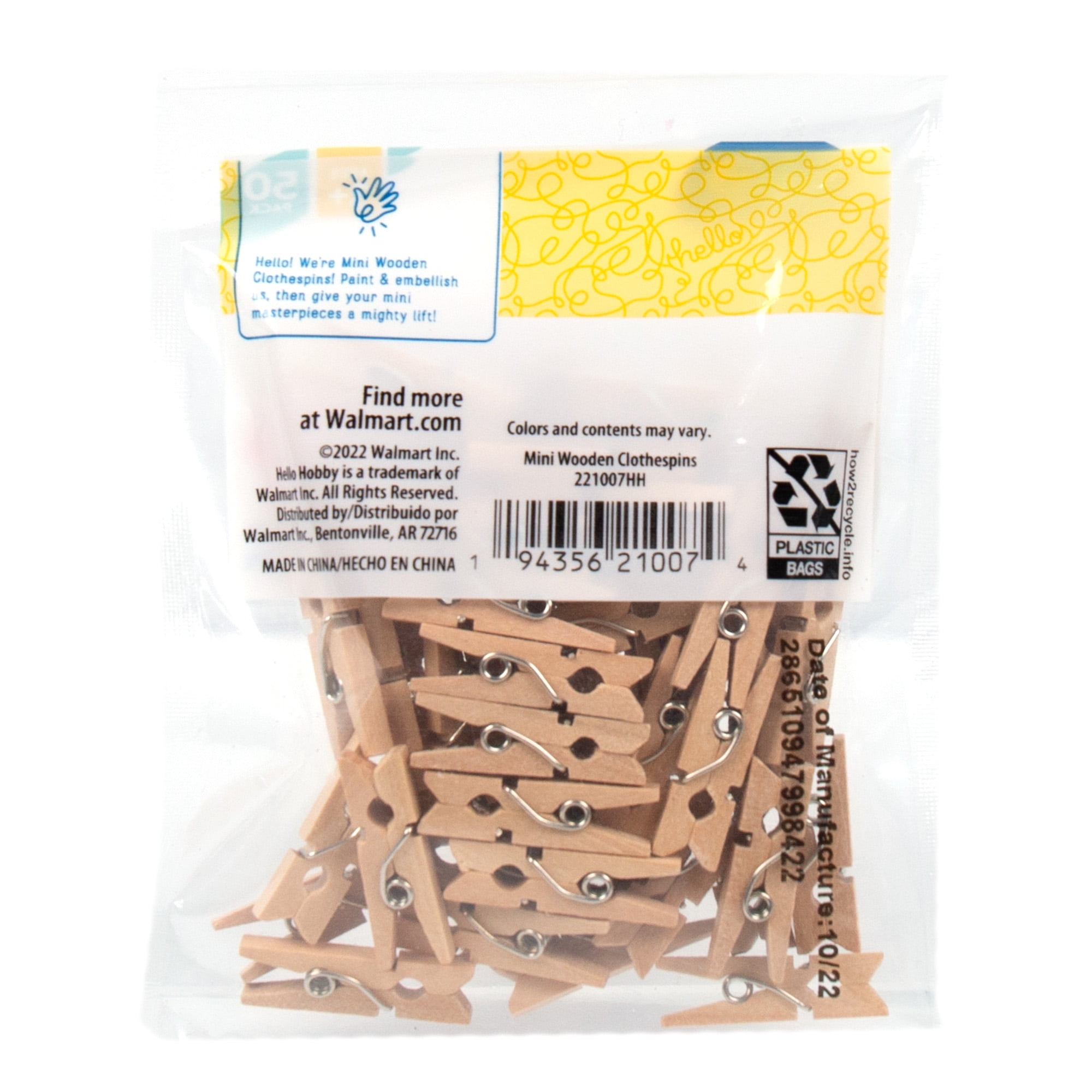 Hello Hobby 25 Pack Of Small Clothespins & 50 Pack Of Mini