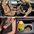 thumbnail image 6 of Binienty Floral Bee Vehicle Seat Covers with Matching 15 Inch Steering Wheel Cover Center Console Cushion Seat Belt Covers Coasters Car Interior Decor Set for Truck Van Sedan SUV 14 Pack, 6 of 7