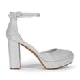 thumbnail image 2 of DREAM PAIRS Women's Platform Chunky High Heels Closed Toe Block Ankle Strap Dress Bridal Party Wedding Shoes, 2 of 6