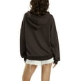 thumbnail image 3 of Veste à Capuche Décontractée pour Femmes à Manches Longues avec Fermeture Éclair, Imprimé Lettre, Poches, Chandail en Molleton d'Automne, 3 of 9