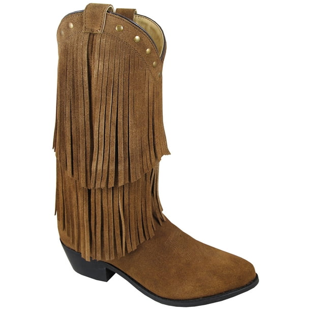 Smoky Mountain Boots Women's Wisteria 12" Brown Suede Fringe Cowboy