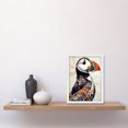 thumbnail image 2 of Multicolour Pattern Feather Puffin Bird Folk Art Artwork Framed Wall Art Print A4, 2 of 4