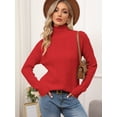 thumbnail image 3 of BERTHMEER Red Wool Sweaters Turtle Necks for Women Long Sleeve Oversized Sweaters Mock Turtleneck Sweaters Women Cable Knit Sweaters Vintage Sweaters, 3 of 9