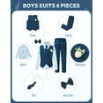 thumbnail image 7 of SANMIO Toddler Boy Suits Dress Clothes Formal Slim Fit Suit Set 6 Piece Tuxedo Gentleman Wedding Outfit Dresswear Vest Set, 7 of 7